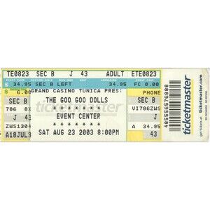 Vintage 2003 Goo Goo Dolls Full Complete Concert Ticket Stub Tunica MS
